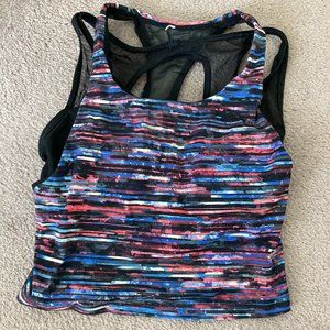 Lululemon Colorful Printed Longline Crop Tank with built-in bra (2)